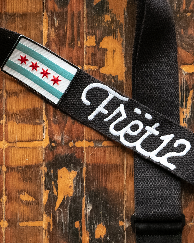 FRET12 CHICAGO FLAG GUITAR STRAP - SCRIPT LOGO