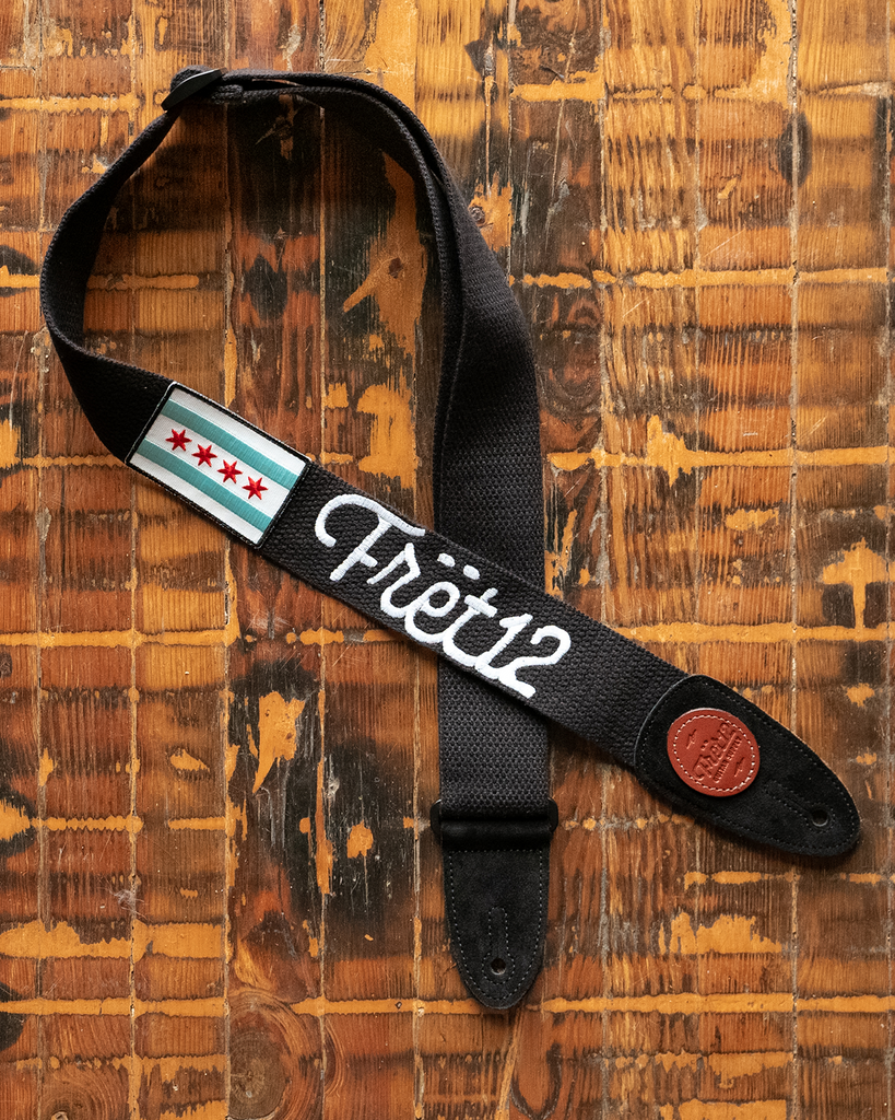 FRET12 CHICAGO FLAG GUITAR STRAP - SCRIPT LOGO