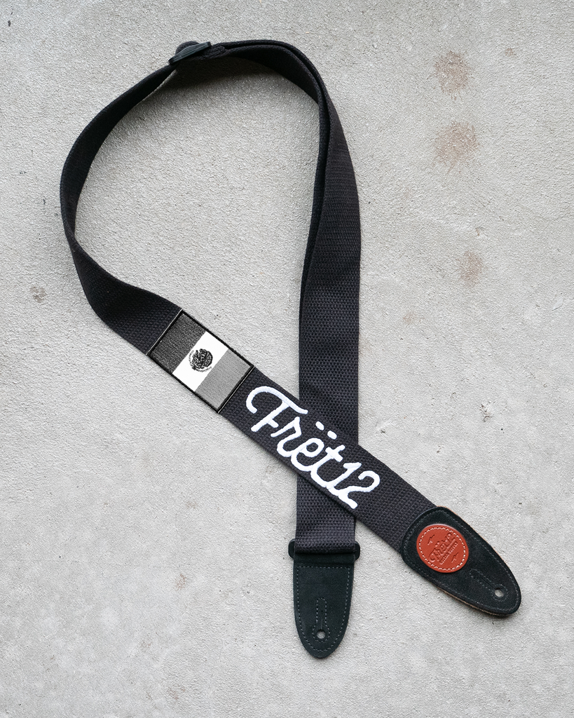 FRET12 SCRIPT LOGO - MONOCHROME MEXICO FLAG - GUITAR STRAP