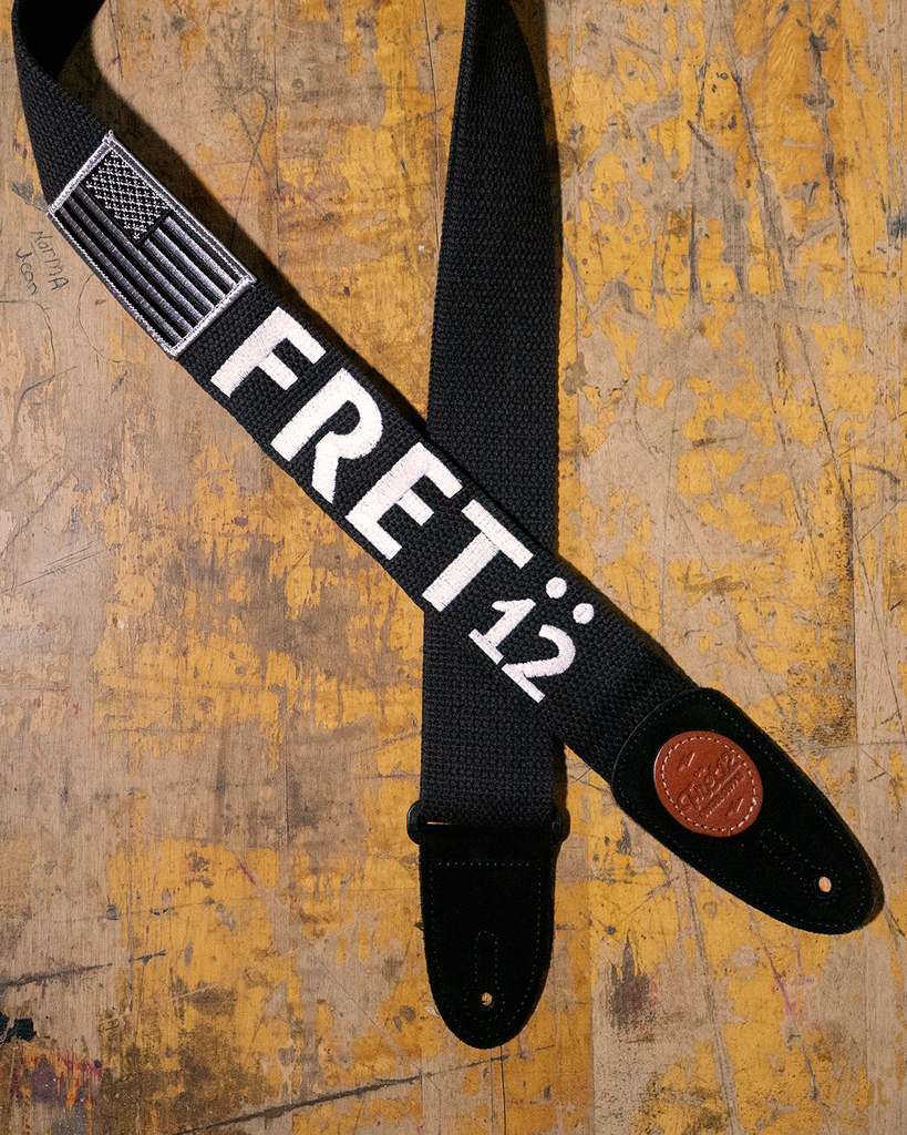 FRET12 OLD GLORY FLAG SILVER GUITAR STRAP - BLOCK LOGO