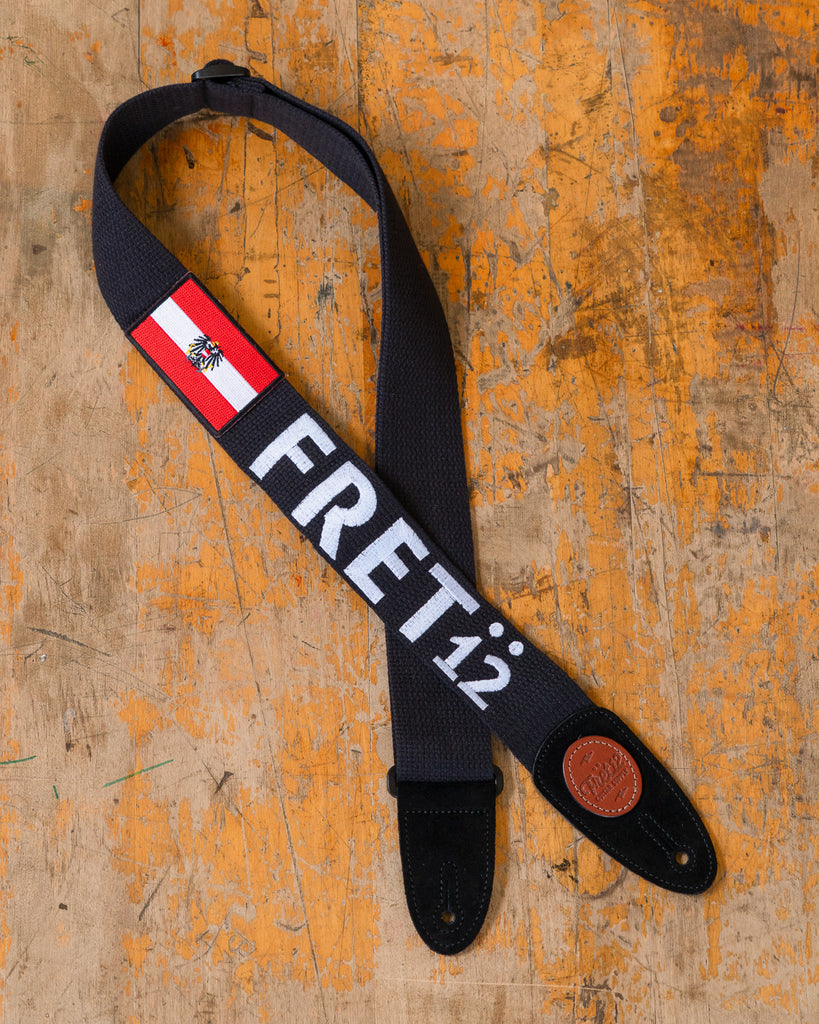 FRET12 AUSTRIA FLAG GUITAR STRAP - BLOCK LOGO