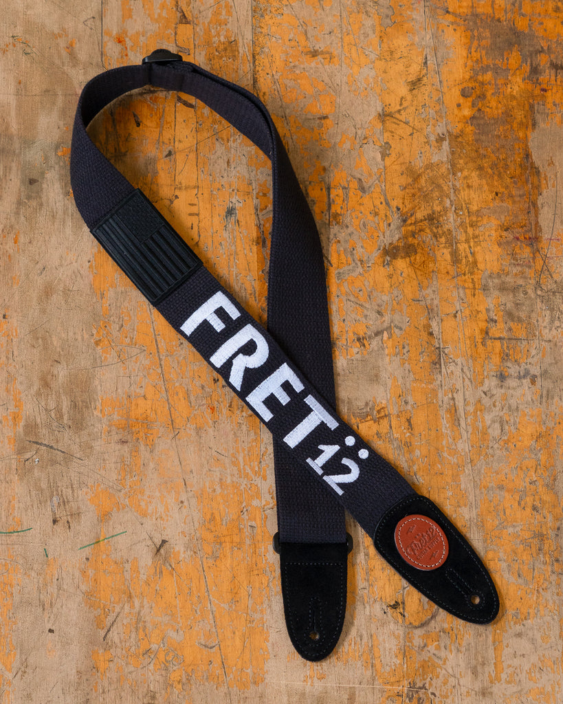 FRET12 OLD GLORY FLAG ALL BLACK GUITAR STRAP - BLOCK LOGO