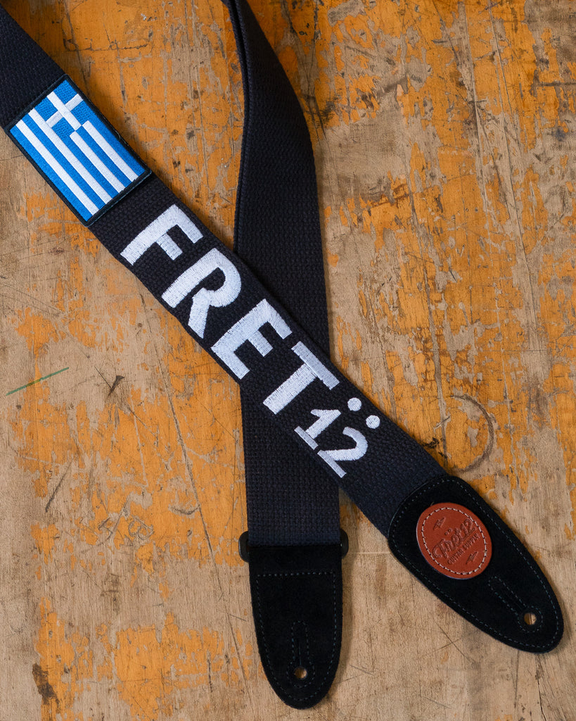 FRET12 GREECE FLAG GUITAR STRAP - BLOCK LOGO