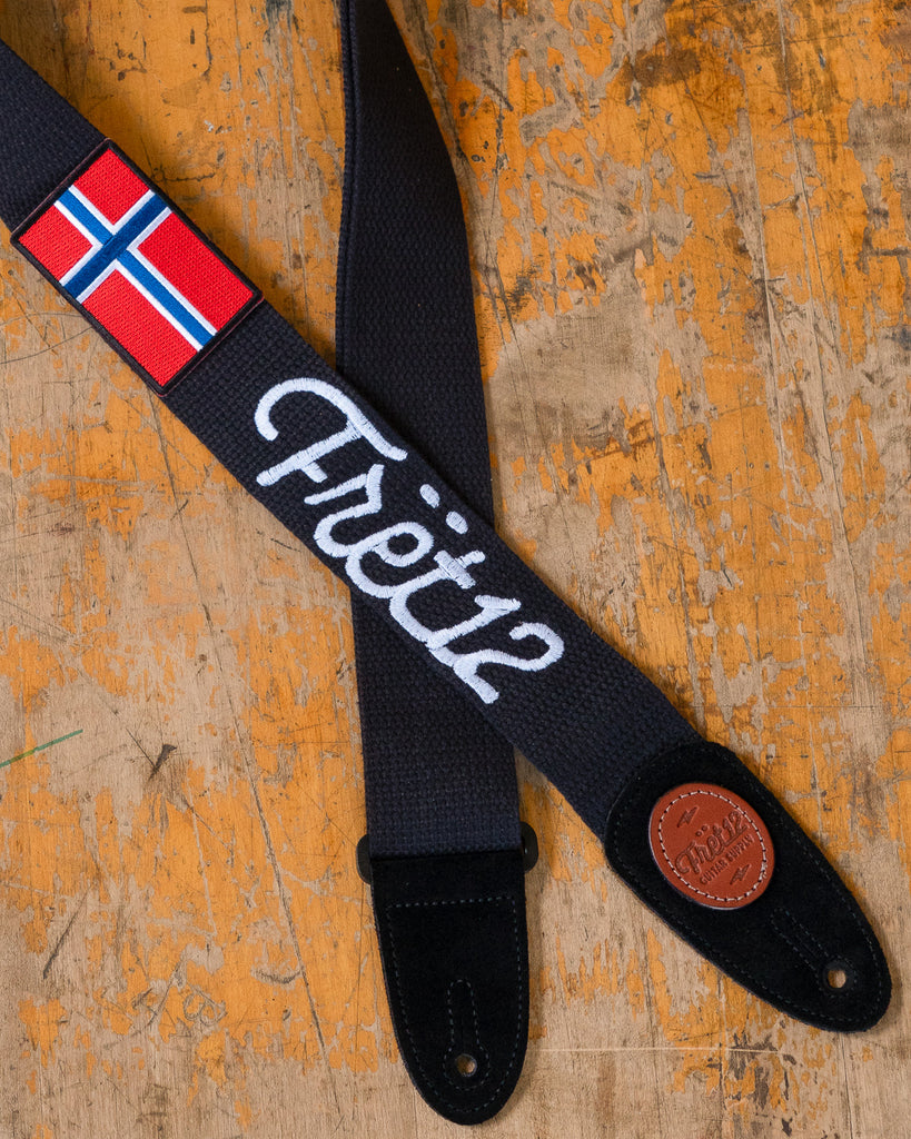 FRET12 NORWAY FLAG GUITAR STRAP - SCRIPT LOGO