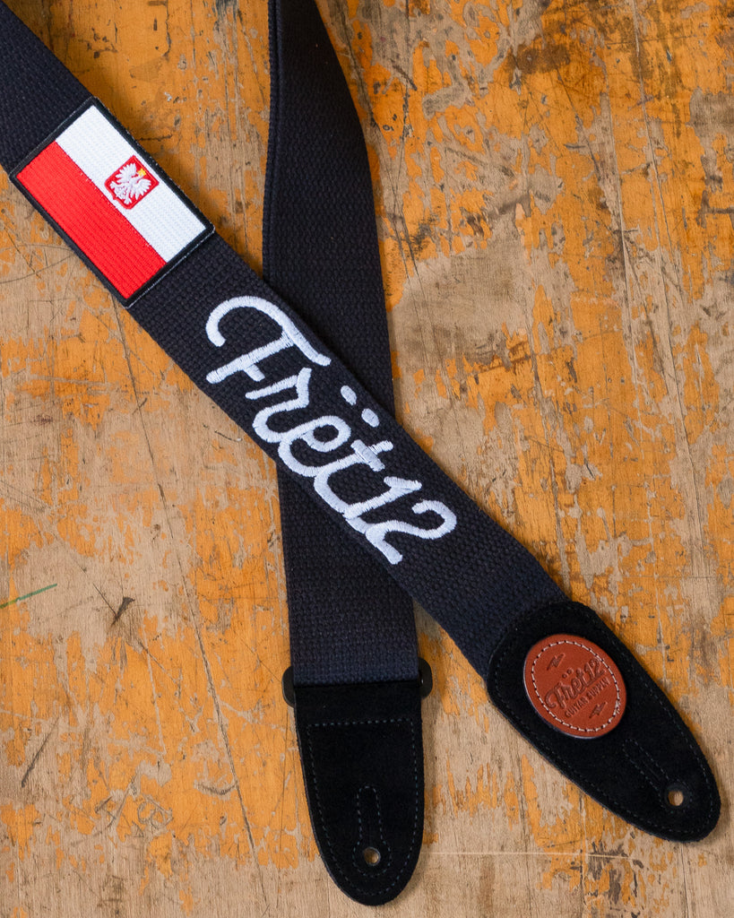 FRET12 POLAND FLAG GUITAR STRAP - SCRIPT LOGO