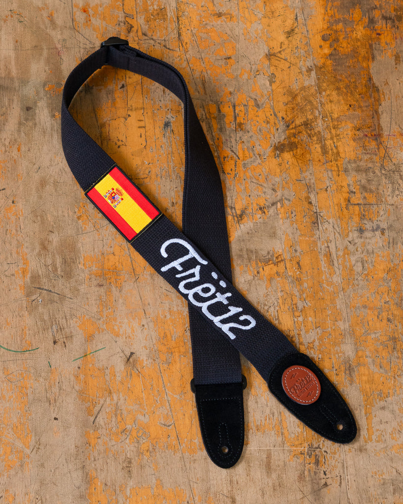 FRET12 SPAIN FLAG GUITAR STRAP - SCRIPT LOGO