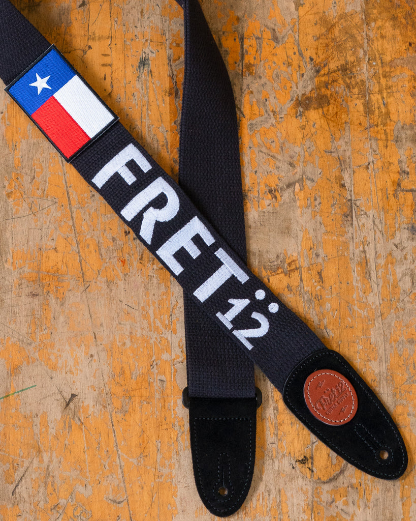 FRET12 TEXAS FLAG GUITAR STRAP - BLOCK LOGO