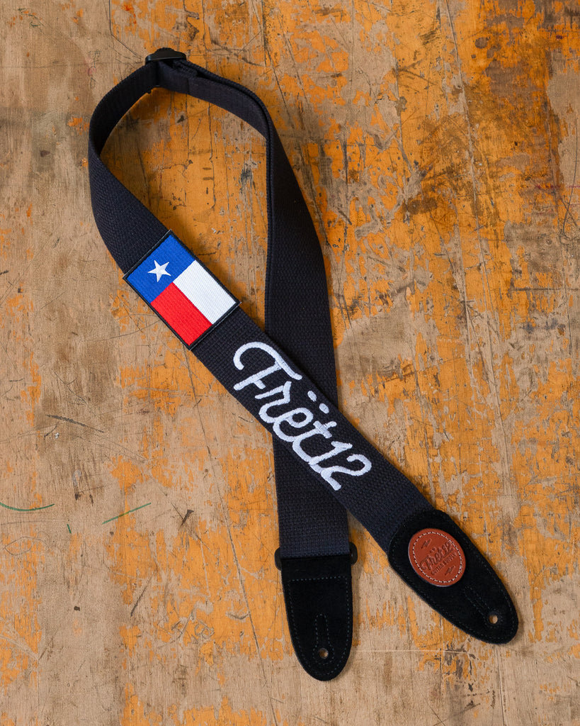 FRET12 TEXAS FLAG GUITAR STRAP - SCRIPT LOGO